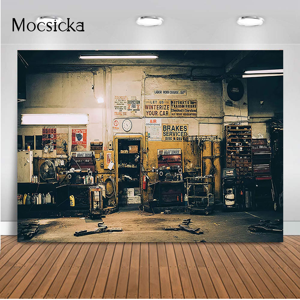 Retro Car Repairs Backdrop Too - Workshop Tools Background ulasan dan harga