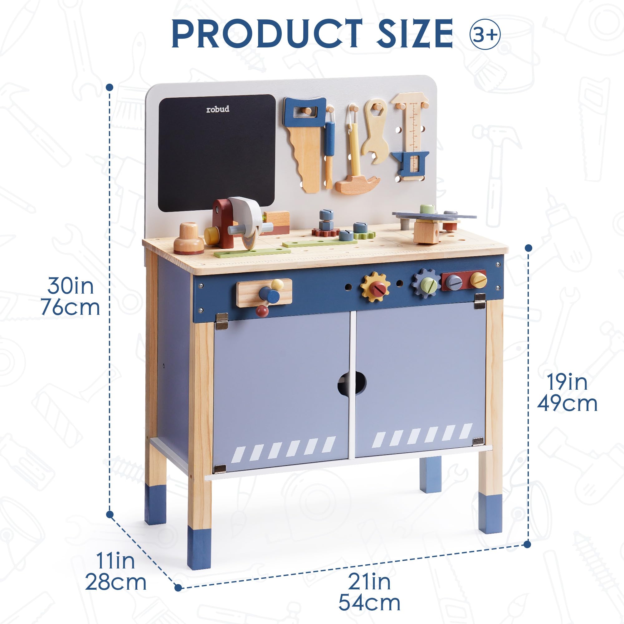 ROBUD Wooden Toy Workbench Pre - Tools Workshop Kids ulasan dan harga