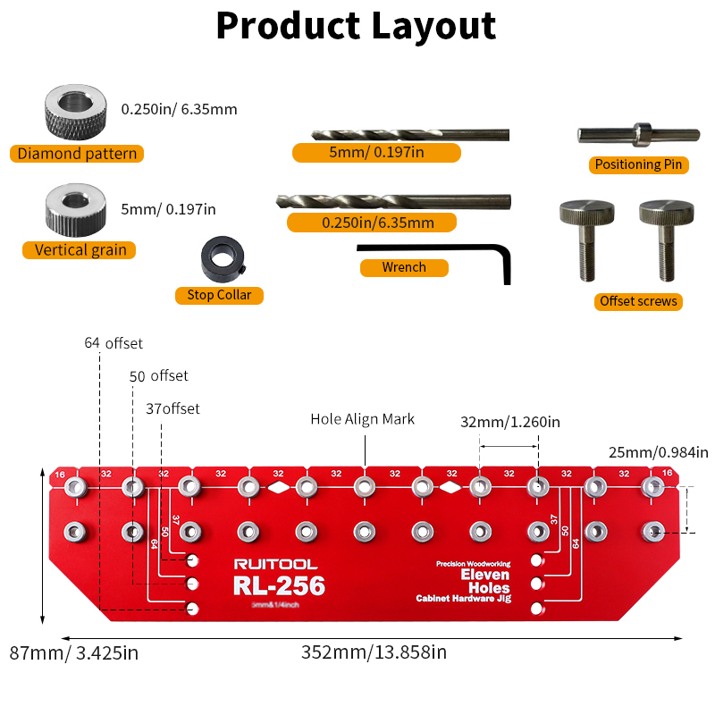 Shelf Pin Jig Set Aluminium Al - Dowel Jig Kit ulasan dan harga
