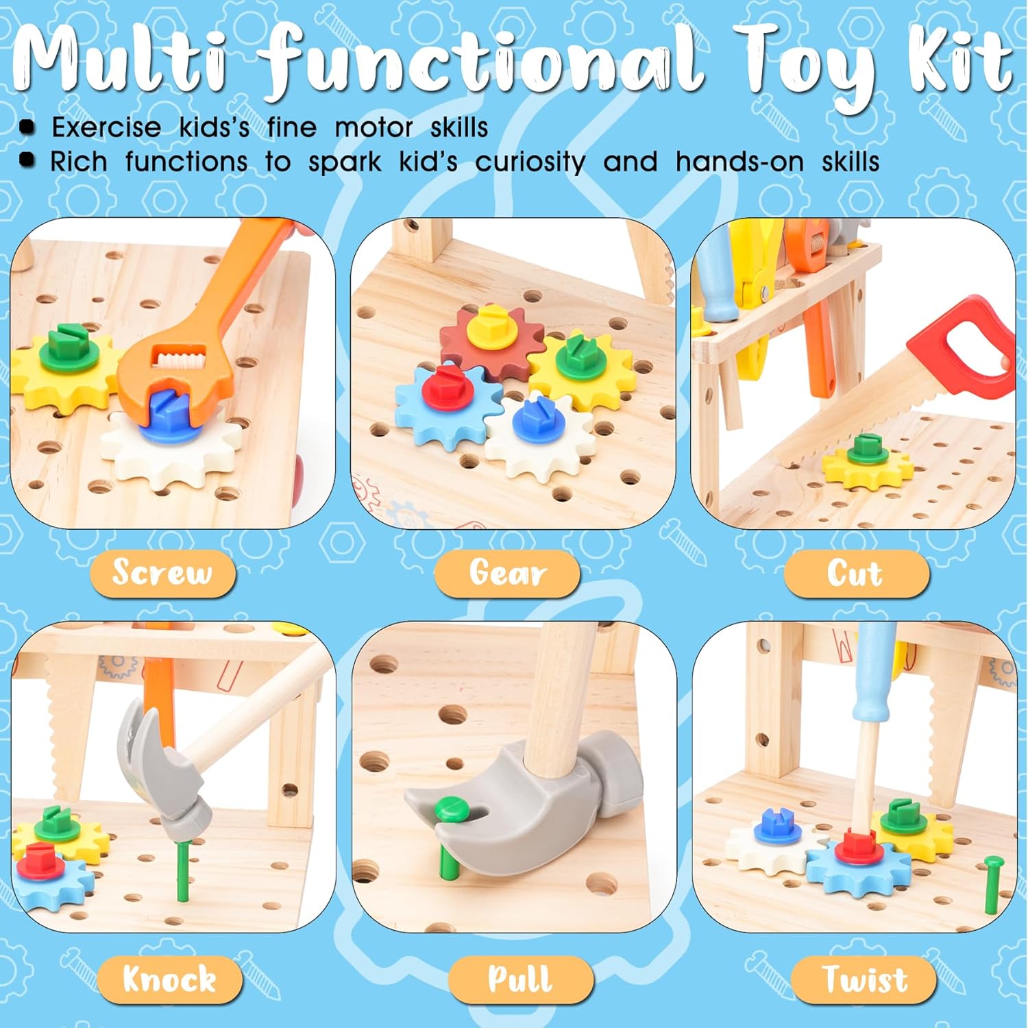 Wooden Tool Bench for Kids,Mon - Workshop Tools Toy ulasan dan harga
