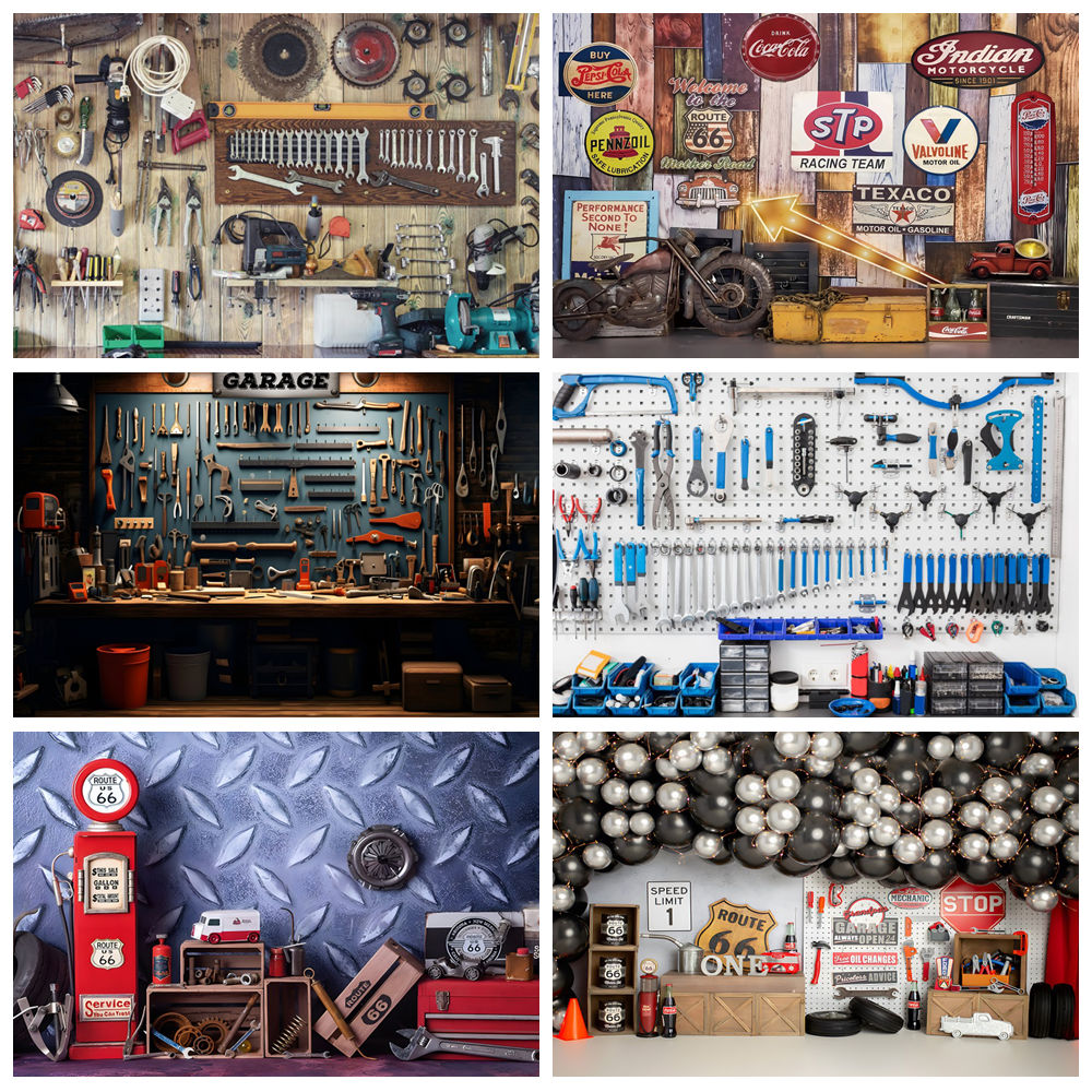 Vintage Garage Backdrops Car R - Workshop Tools Background ulasan dan harga
